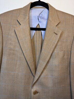 CHARLES TYRWHITT TAN PLAID SPORT COAT BLAZER 38R LONDON WOOL SILK LINEN